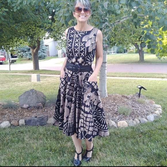 vintage SLEEVELESS DRESS WITH POCKETS 1980's M - Picture 2 of 10